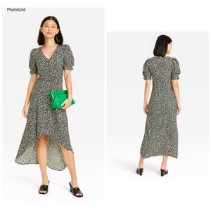 a new day Floral Midi Puff Sleeve Dress